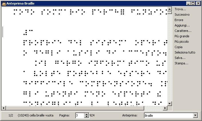  Finestra di Biblos con testo braille in primo piano