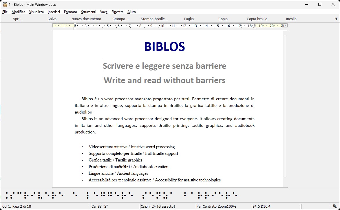 Finestra principale di Biblos